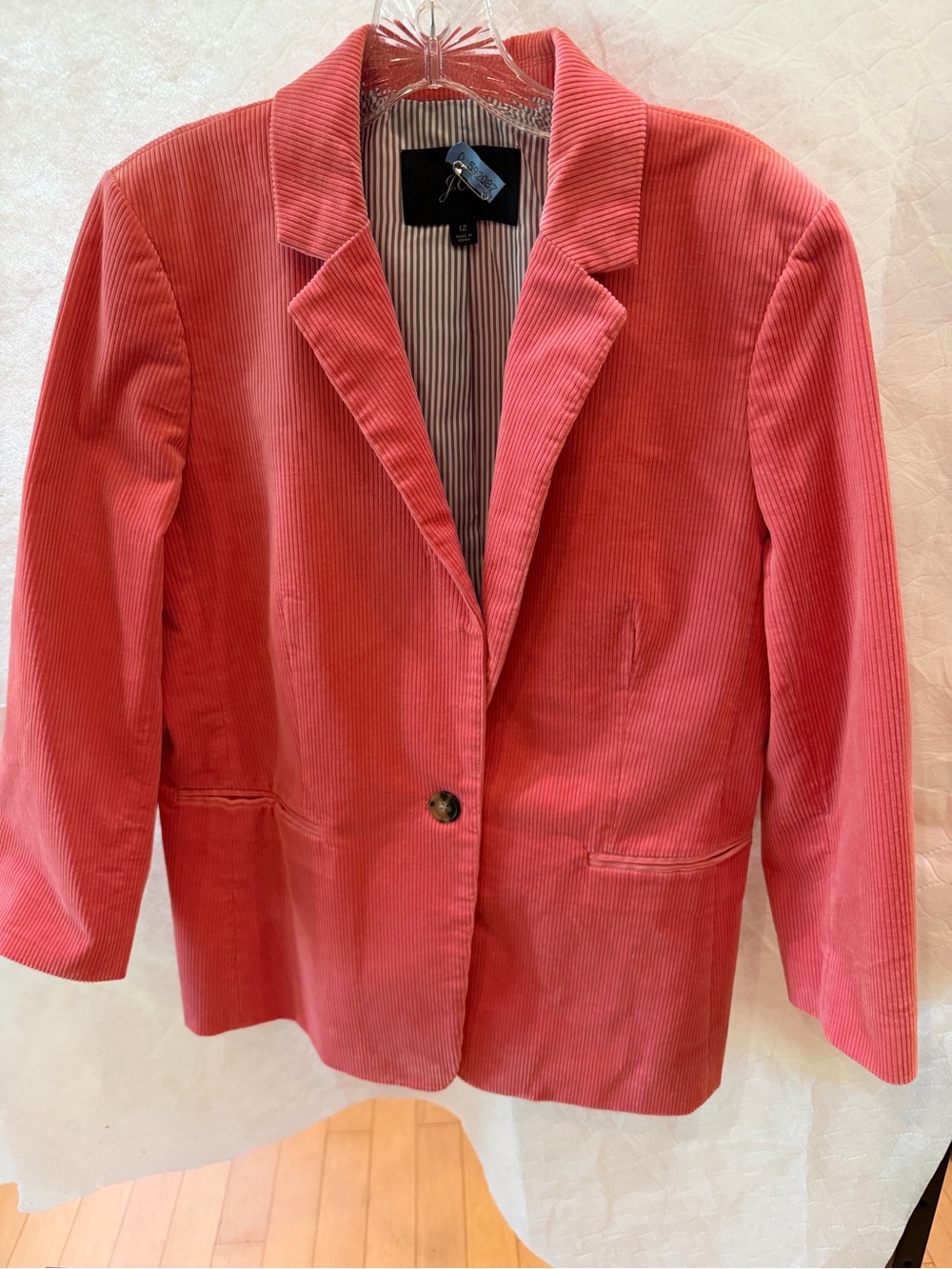 J. Crew Coral Pink Corduroy Blazer